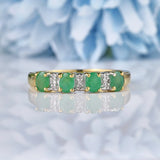 Ellibelle Jewellery Emerald & Diamond 9ct Gold Half Eternity Ring