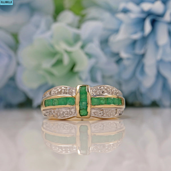 Emerald & Diamond 9ct Gold Ring