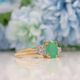 Emerald & Diamond 9ct Gold Solitaire Ring