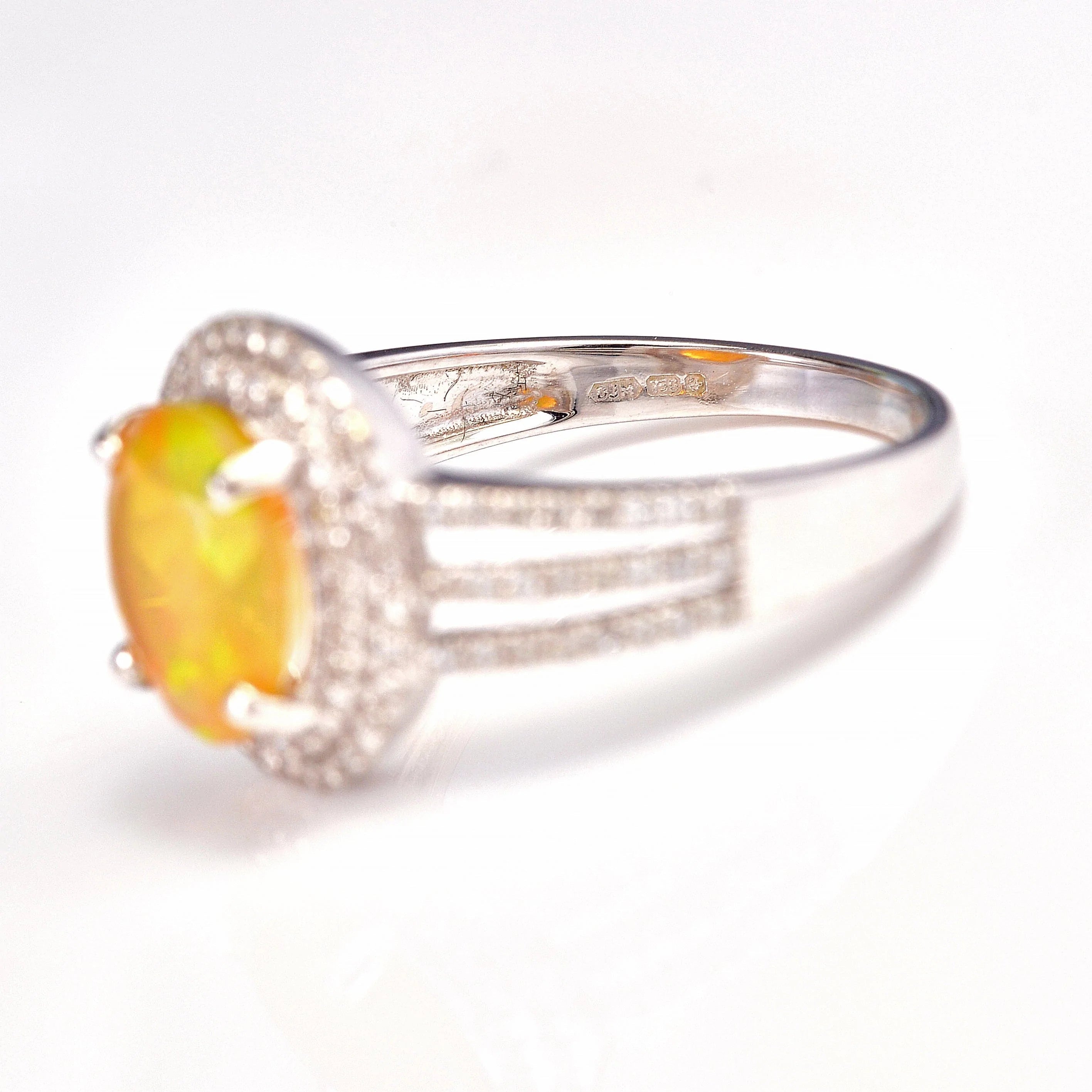 Ellibelle Jewellery Fire Opal & Diamond White Gold Cluster Ring By David Jerome