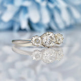 Ellibelle Jewellery French Art Deco Diamond Platinum Trilogy Ring (0.85ct)