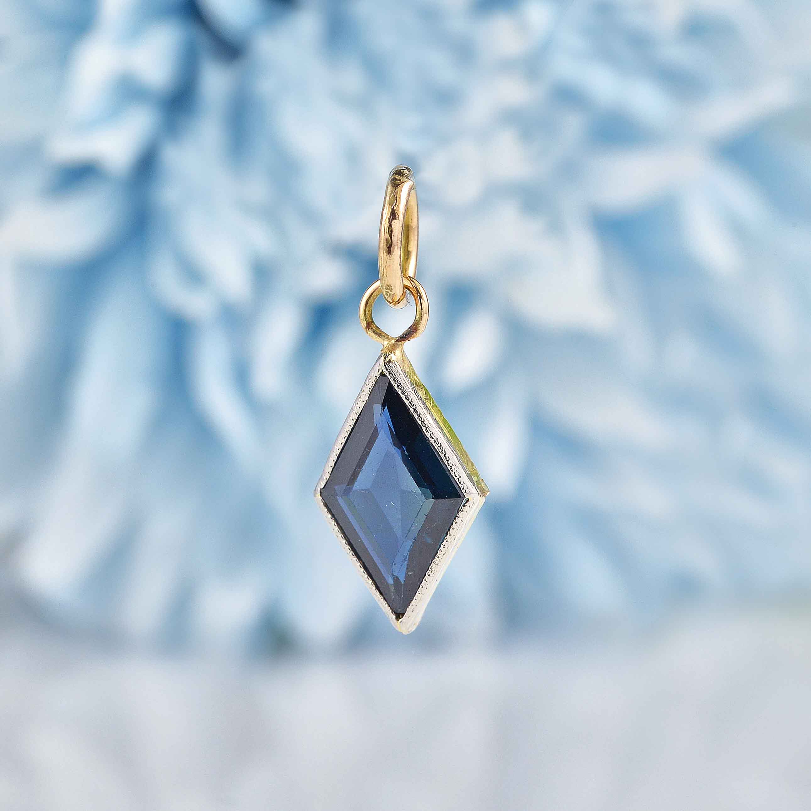 Ellibelle Jewellery French Art Deco Sapphire Diamond 18ct Gold Earrings & Pendant