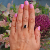 Ellibelle Jewellery French Natural Blue Sapphire & Diamond Gold Oval Cluster Ring