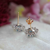 Ellibelle Jewellery London Blue Topaz & Diamond Gold Cluster Stud Earrings