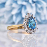 Ellibelle Jewellery London Blue Topaz & Diamond Pear Shaped Cluster Ring
