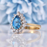 Ellibelle Jewellery London Blue Topaz & Diamond Pear Shaped Cluster Ring