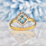 Ellibelle Jewellery London Topaz & Diamond 9ct Gold Kite Cluster Ring