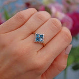 Ellibelle Jewellery London Topaz & Diamond 9ct Gold Kite Cluster Ring