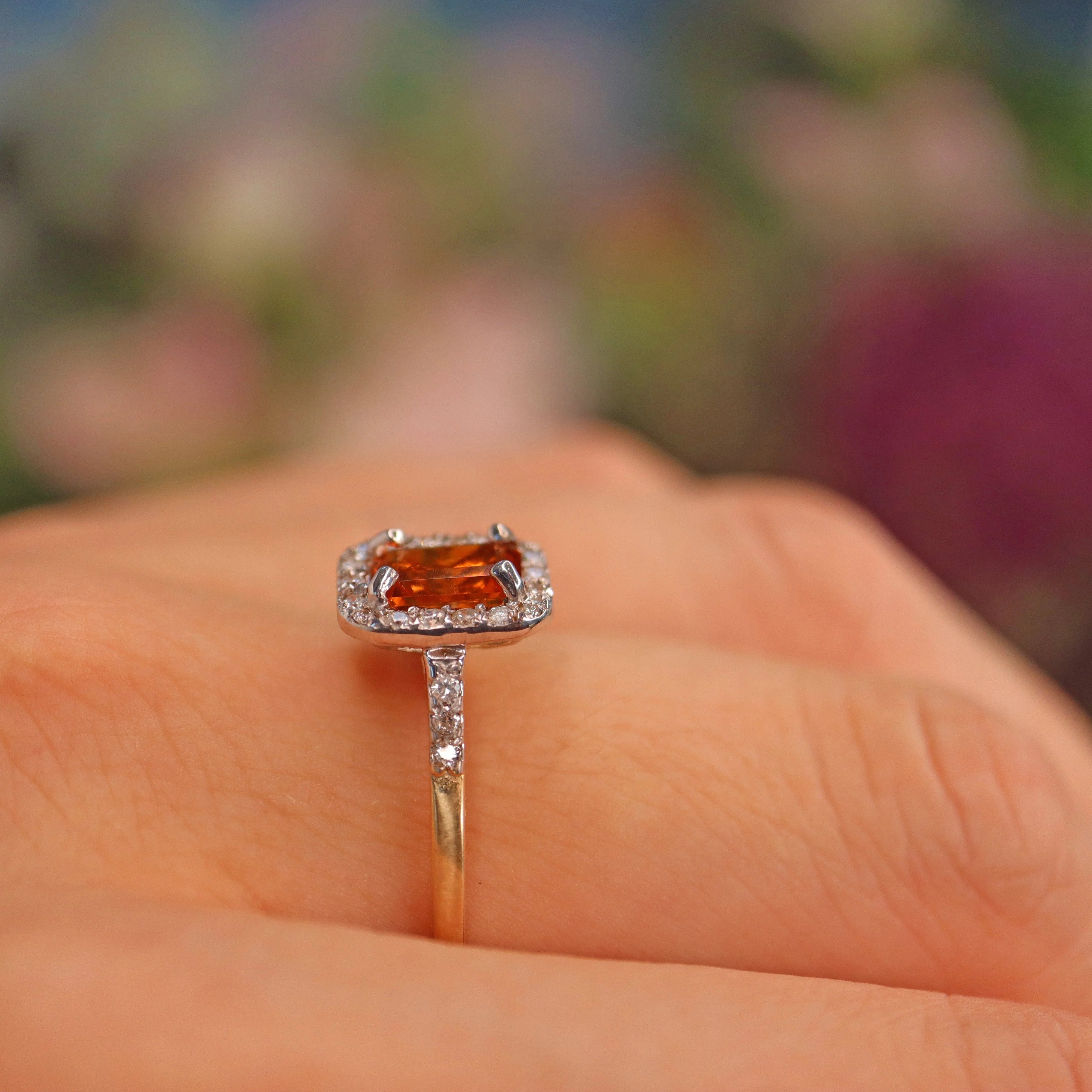 Ellibelle Jewellery Madeira Citrine & Diamond 9ct Gold Cluster Ring