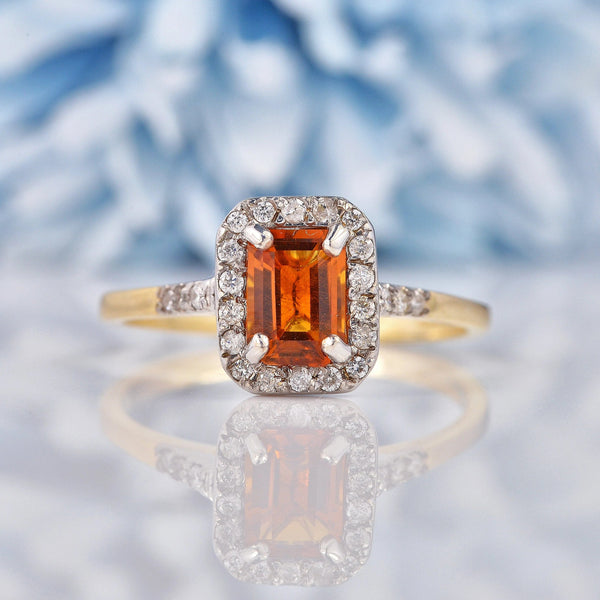 Ellibelle Jewellery Madeira Citrine & Diamond 9ct Gold Cluster Ring