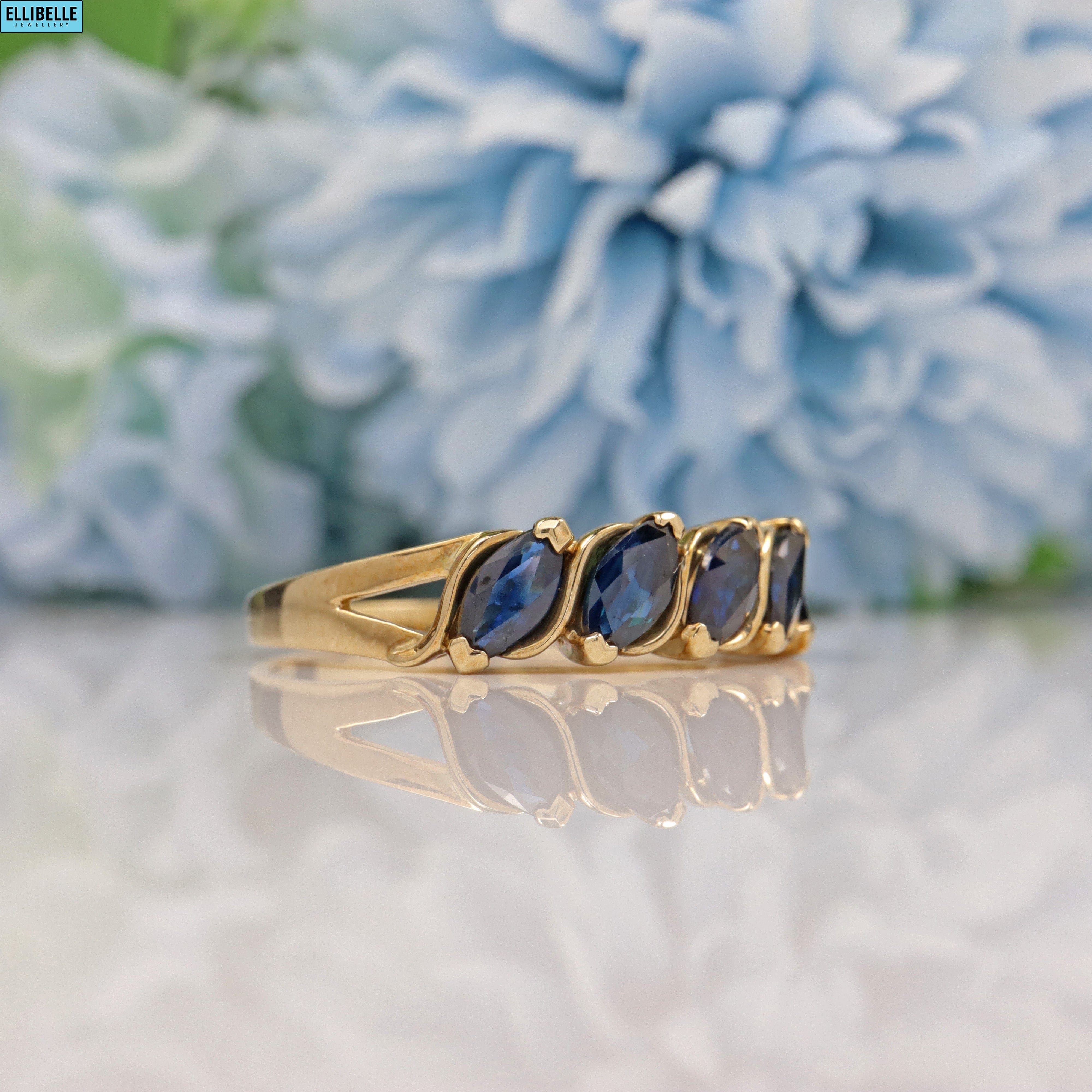 Ellibelle Jewellery MARQUISE SAPPHIRE 9CT GOLD BAND RING