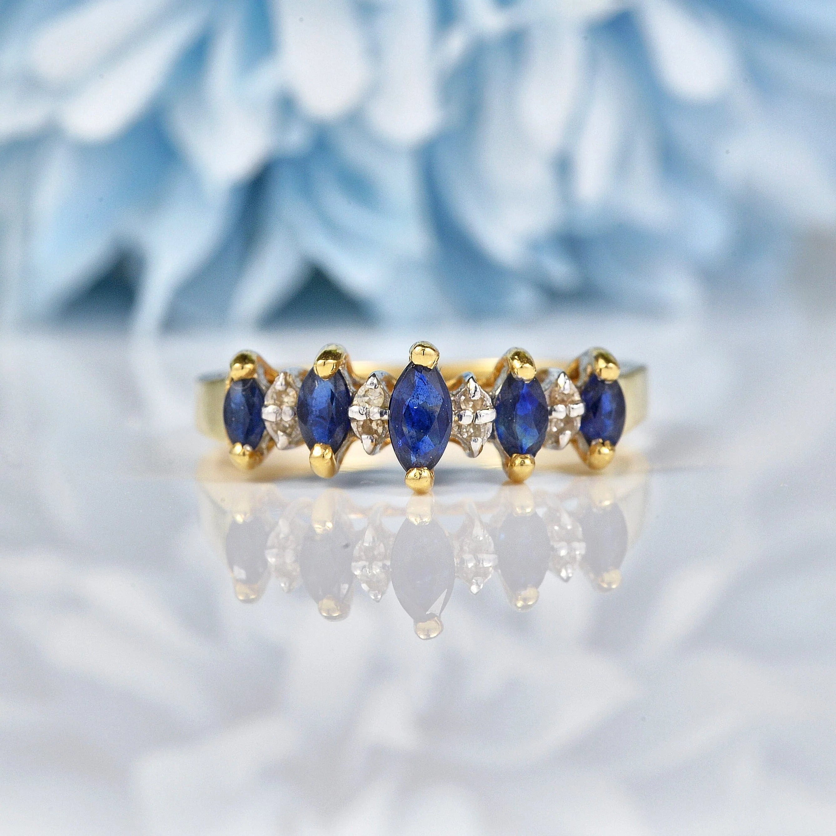 Ellibelle Jewellery Marquise Sapphire & Diamond 14k Gold Ring