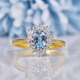 Ellibelle Jewellery Millenium Aquamarine & Diamond 18ct Gold Cluster Ring