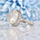 Ellibelle Jewellery Moonstone Cabochon & Diamond 9ct White Gold Dress Ring (9.46ct)