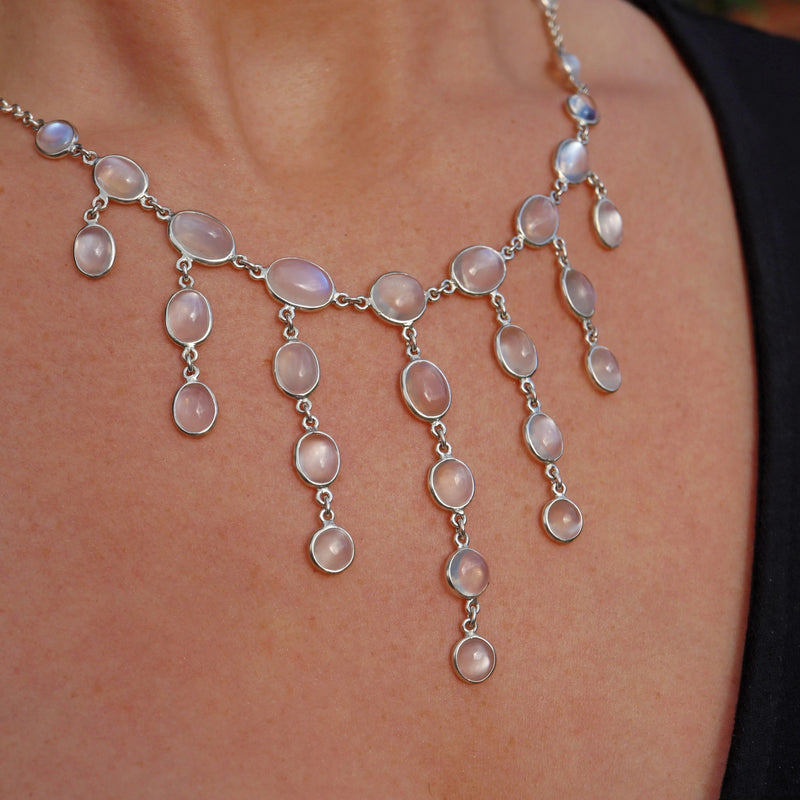 Ellibelle Jewellery Moonstone & Sterling Silver Fringe Necklace