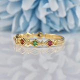 Ellibelle Jewellery Multi Gem 9ct Gold "Regards" Stacking Band Ring