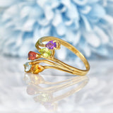 Ellibelle Jewellery Multi Gem Pear Shaped 9ct Gold Crossover Ring