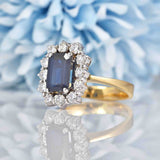 Ellibelle Jewellery Natural Blue Sapphire & Diamond 18ct Gold Cluster Ring (3.14ct)