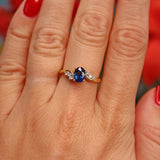 Ellibelle Jewellery Natural Blue Sapphire & Diamond 18ct Gold Crossover Ring