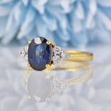 Ellibelle Jewellery Natural Blue Sapphire & Diamond 18ct Gold Ring (2.92ct)