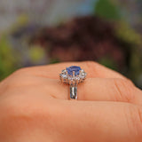 Ellibelle Jewellery Natural Ceylon Sapphire & Diamond 18ct White Gold Cluster Engagement Ring (1.20ct)