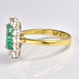 Ellibelle Jewellery Natural Emerald & Diamond 18ct Gold Cluster Engagement Ring
