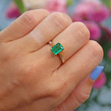 Ellibelle Jewellery Natural Emerald & Diamond 18ct Gold Solitaire Ring