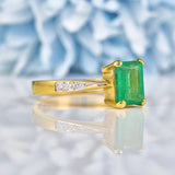 Ellibelle Jewellery Natural Emerald & Diamond 18ct Gold Solitaire Ring