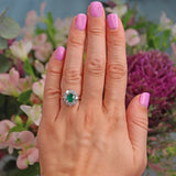 Ellibelle Jewellery Natural Emerald & Diamond White Gold Cluster Engagement Ring