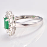 Ellibelle Jewellery Natural Emerald & Diamond White Gold Cluster Engagement Ring