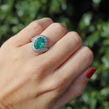 Ellibelle Jewellery Natural Emerald & Diamond White Gold Crossover Engagement Ring