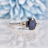 Ellibelle Jewellery Natural Sapphire & Diamond 18k White Gold Ring (1.84ct)