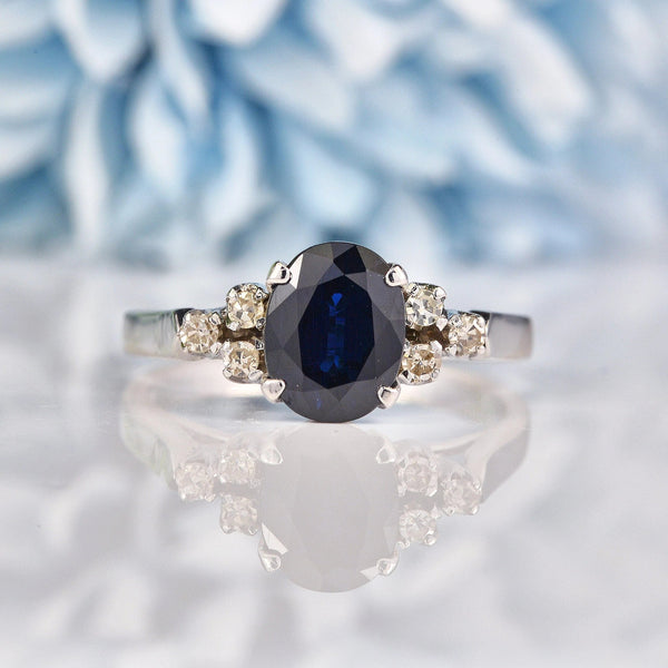 Ellibelle Jewellery Natural Sapphire & Diamond 18k White Gold Ring (1.84ct)