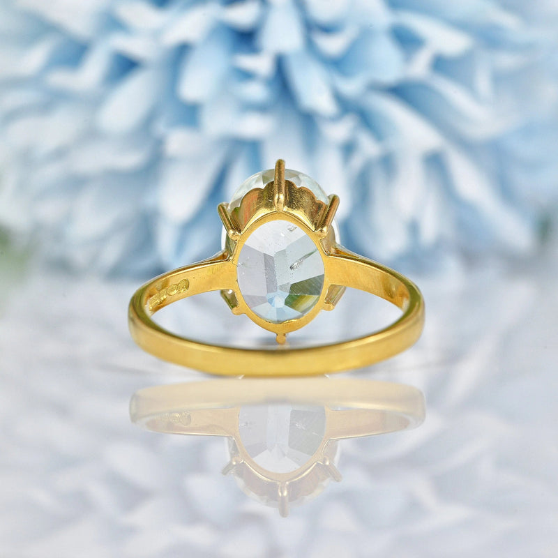 Ellibelle Jewellery Oval Cut Aquamarine 18ct Yellow Gold Solitaire Ring