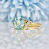 Ellibelle Jewellery Oval Cut Blue Zircon 9ct Yellow Gold Solitaire Ring