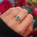 Ellibelle Jewellery Oval Emerald & Diamond 18ct Yellow Gold Cluster Ring
