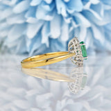 Ellibelle Jewellery Oval Emerald & Diamond 18ct Yellow Gold Cluster Ring