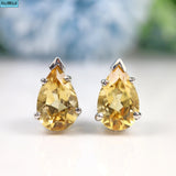 Pair of Pear-Shaped Citrine 9ct White Gold &  Ear Studs