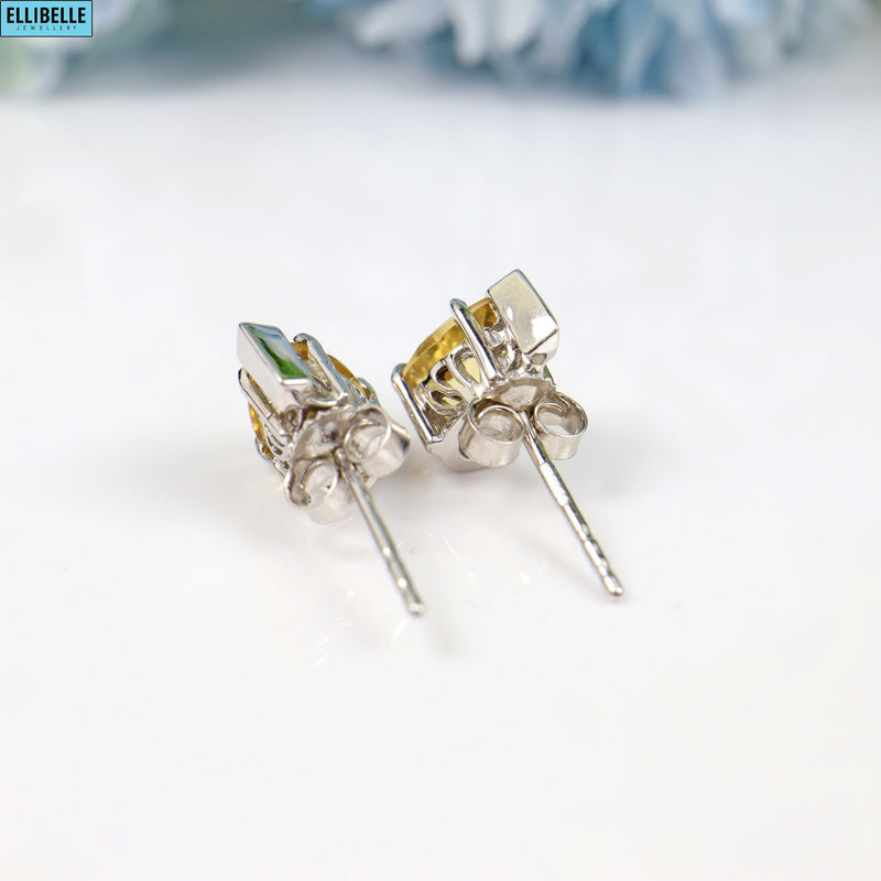 Pair of Pear-Shaped Citrine 9ct White Gold &  Ear Studs