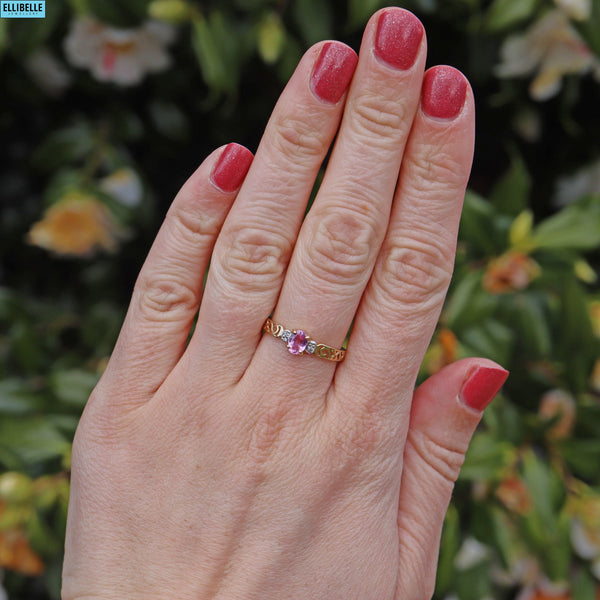 Pink Sapphire & Diamond 9ct Gold Solitaire Ring