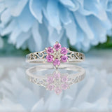 Ellibelle Jewellery PINK SAPPHIRE & DIAMOND 9CT WHITE GOLD CLUSTER RING