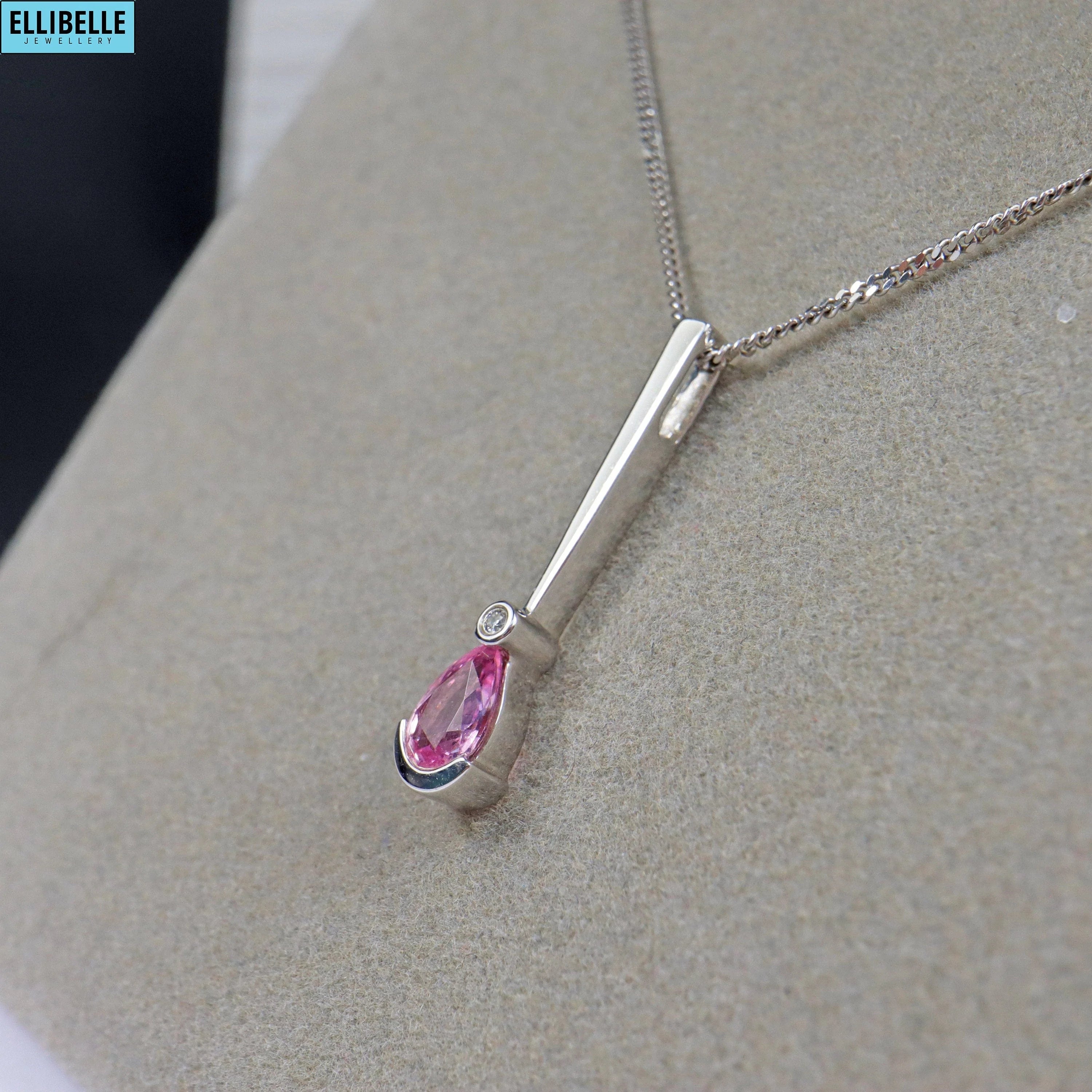 Pink Sapphire & Diamond 9ct White Gold Necklace