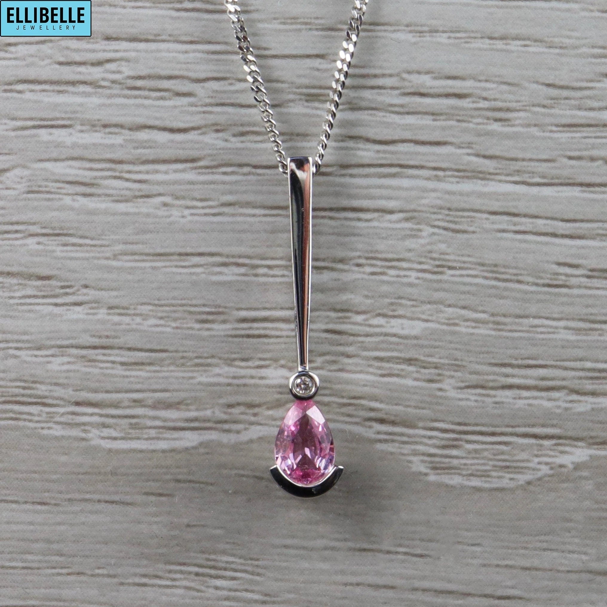 Pink Sapphire & Diamond 9ct White Gold Necklace