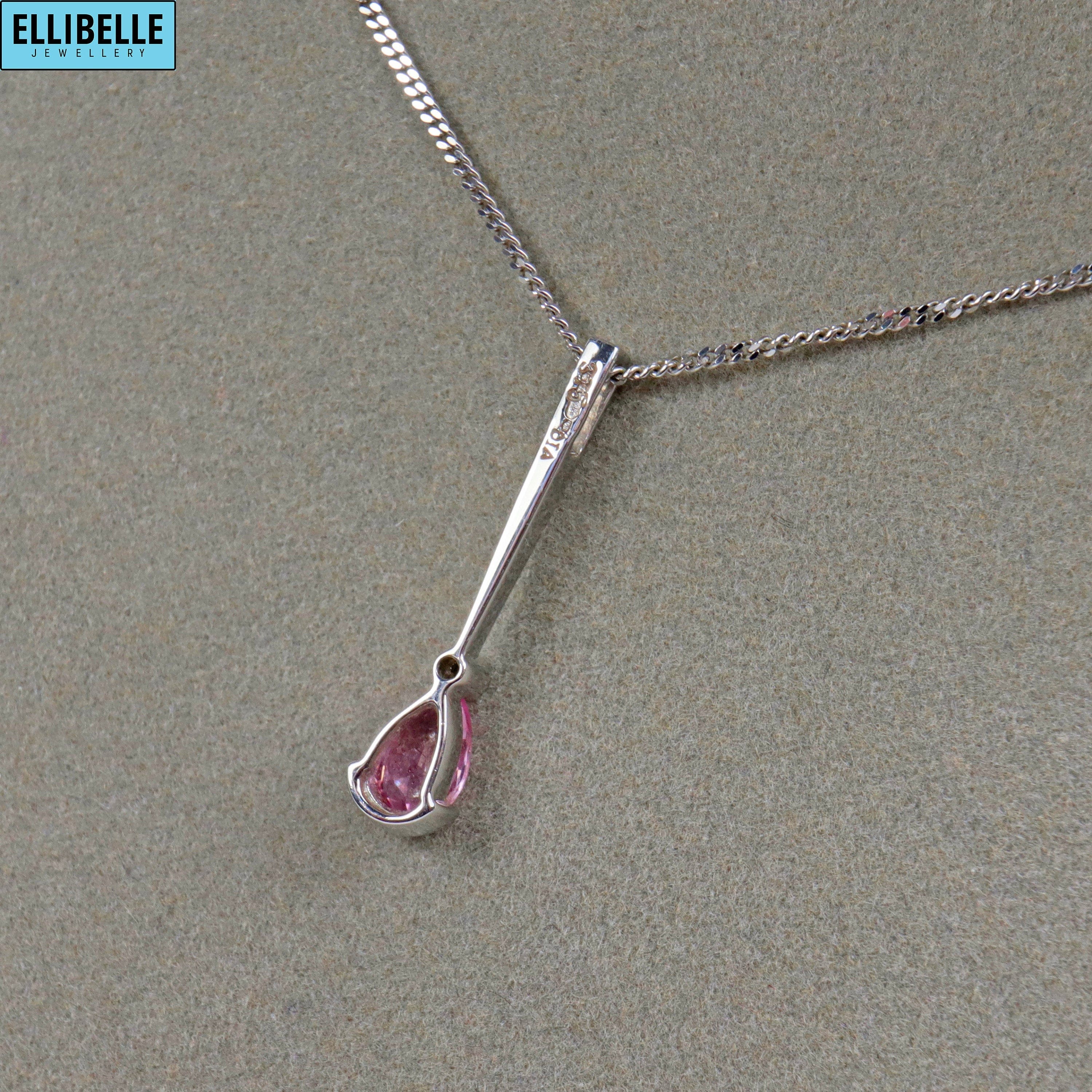 Pink Sapphire & Diamond 9ct White Gold Necklace