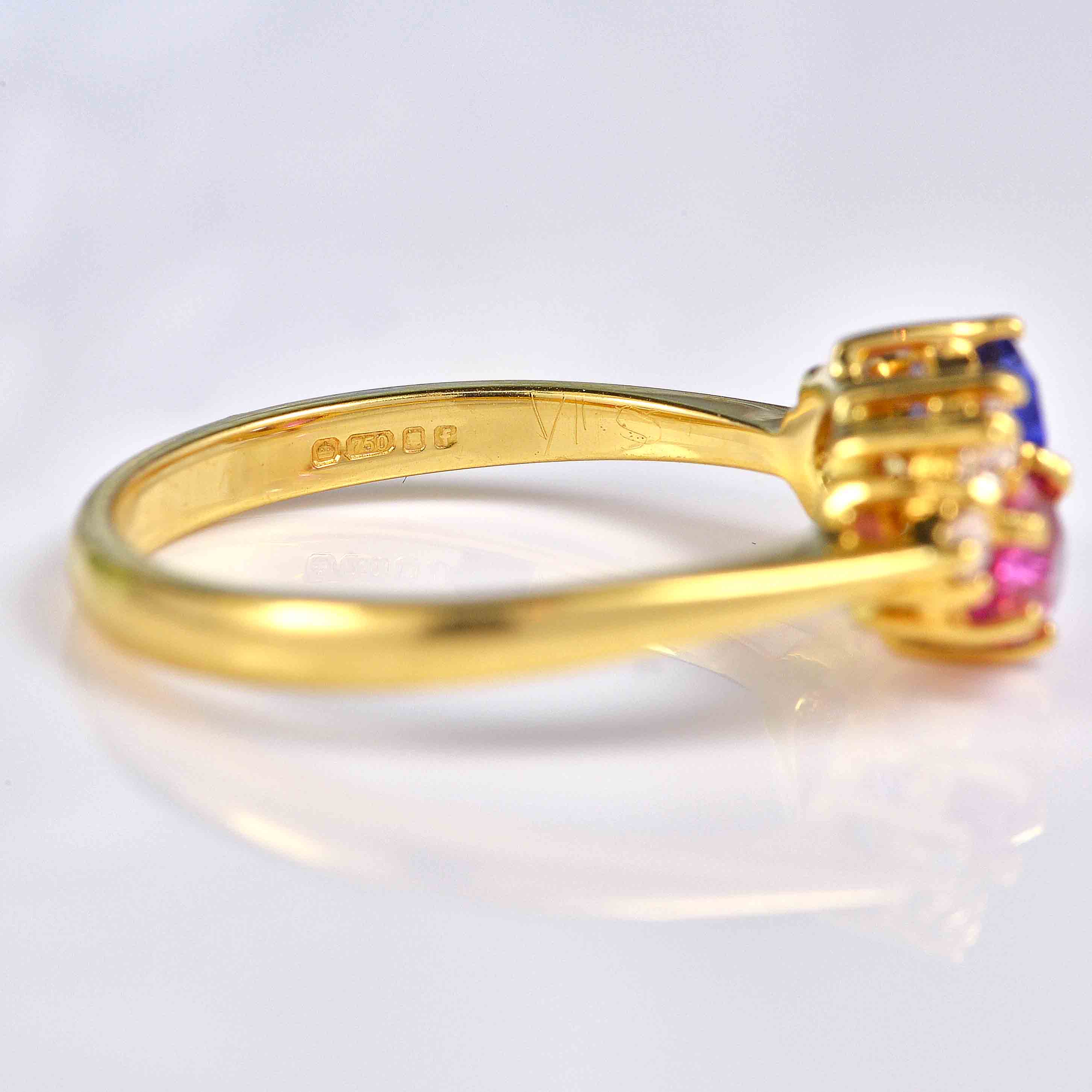 Ellibelle Jewellery Pink Sapphire & Tanzanite 18ct Gold "Toi et Moi" Engagement Ring