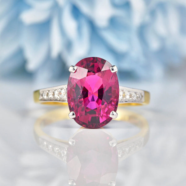 Ellibelle Jewellery Pink Tourmaline & Diamond 18ct Gold Dress Ring