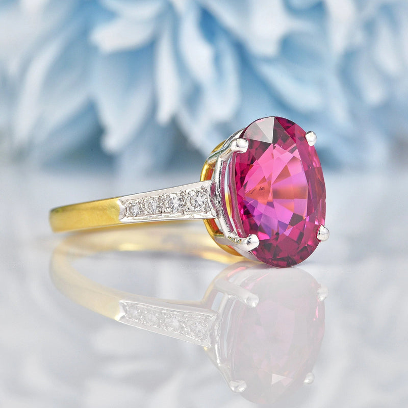 Ellibelle Jewellery Pink Tourmaline & Diamond 18ct Gold Dress Ring