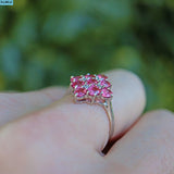 Vintage Pink Tourmaline & Diamond Cluster Ring