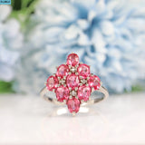 Vintage Pink Tourmaline & Diamond Cluster Ring