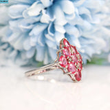 Vintage Pink Tourmaline & Diamond Cluster Ring